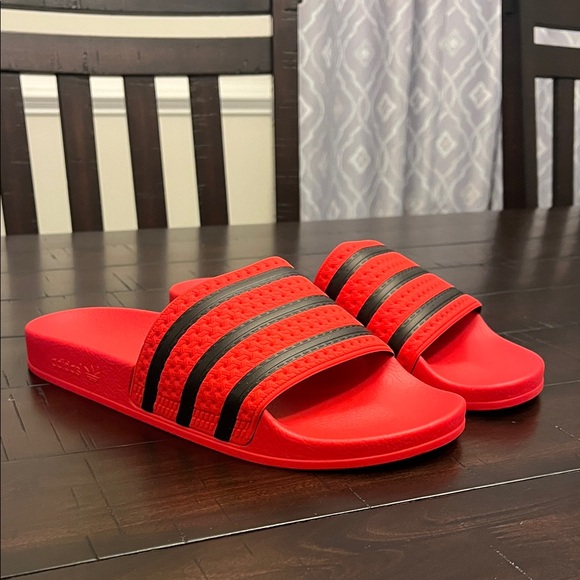 adidas Other - Adidas Adilette Slides Shoes Sandals JR3619 Made in Italy red Mens Size 11